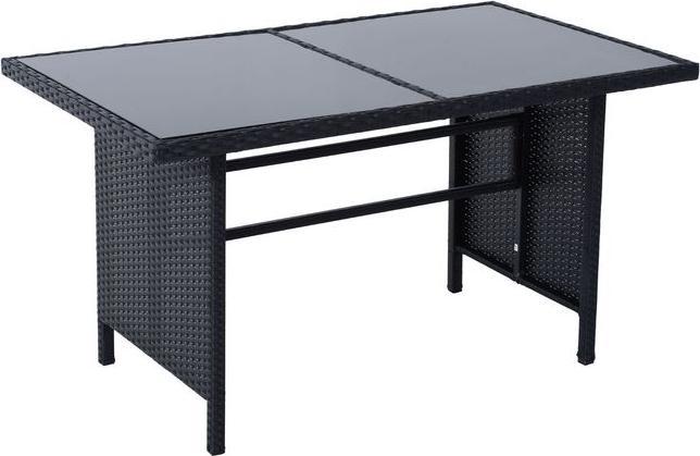 Produktbild Swisshandel24 Sitzgarnitur für 7 Personen Sitzgruppe Gartenset Gartenmöbel Set, Polyrattan, Schwarz+Cremeweiss