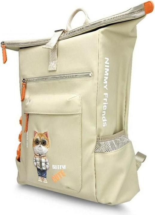 Actual product image Nimmy Cool&Cute 2.0 Cat laptop backpack khaki
