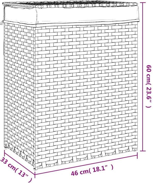 Produktbild VidaXL Wäschekorb mit Deckel Weiss 46x33x60 cm Poly