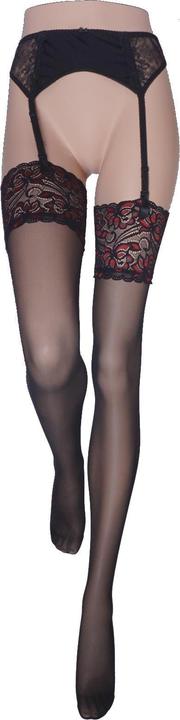 Image du produit Levee Satin Sheers Bas porte-jarretelles, couleur 601 noir-rouge, taille 40-42 (20 DEN, 40 - 42)