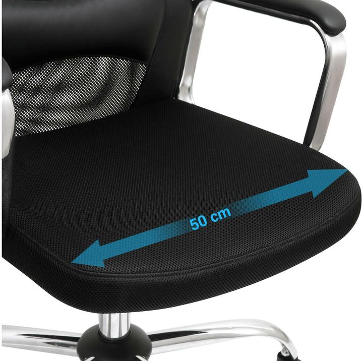 Image du produit Songmics Chaise de bureau, OBN33BK similicuir noir, piétement chromé