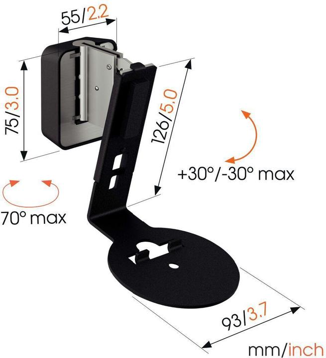 Actual product image Vogels SWM 4111 Sonos speaker muurbeugel voor Era 100 (zwart) (1 pcs., Wall installation, Tiltable, Rotatable)