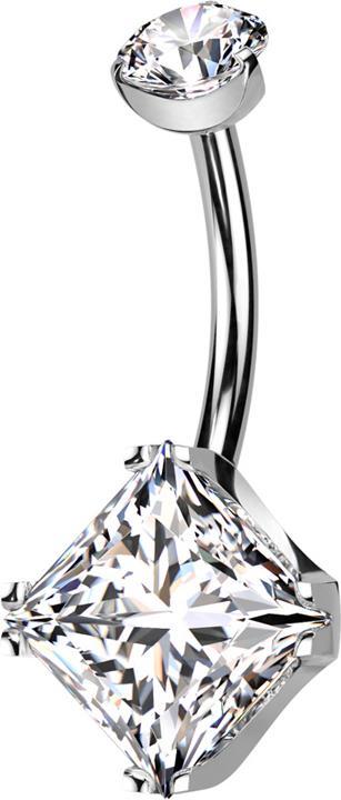 Star Piercing Banane Innengewinde silber runder Kristall silber gefasst und quadrat Kristall silber gefasst (ohne Messing, Titan G23)