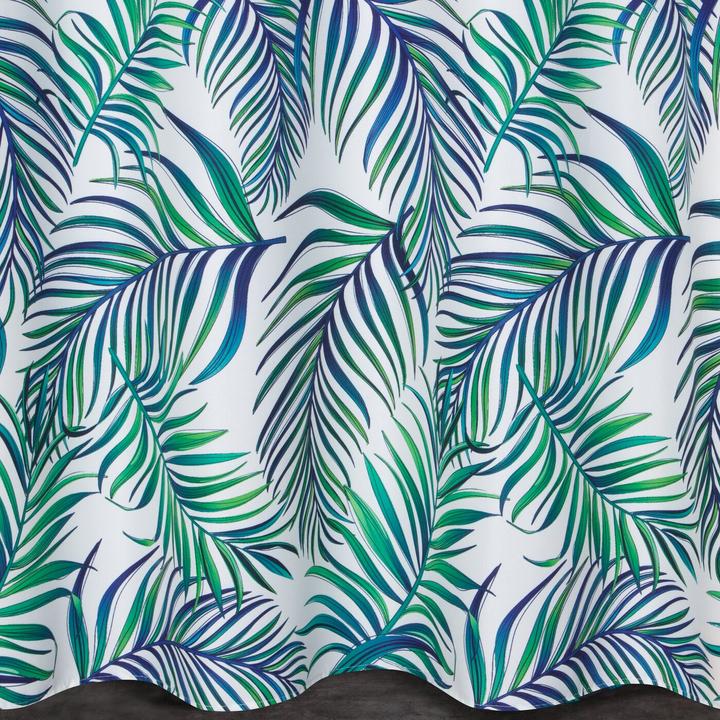 Immagine prodotto Eurofirany DESIGN 91 PALMS 2 tende con stampa di foglie di palma, bianco, blu navy, 140 x 250 cm, (140 x 250 cm)