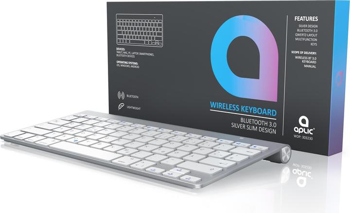 Produktbild Aplic Wireless Tastatur, Bluetooth Keyboard für iOS, Android, Windows, QWERTZ Layout (DE, Kabellos)