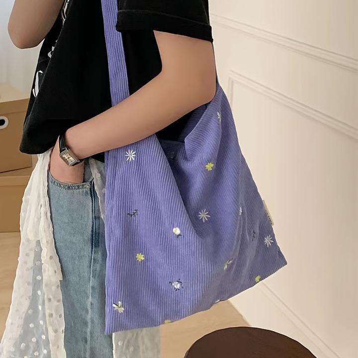 Produktbild Only-Bags.Store Cord Umhängetaschen, Casual Tote mit Gänseblümchen, vielseitig alltägliche Mode Accessoire Hobo Bag