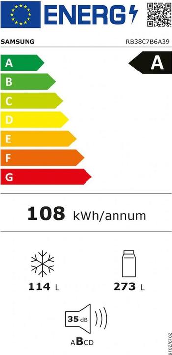Label énergétique Samsung BESPOKE, WIFI, Satin Beige, 387 L (387 l)