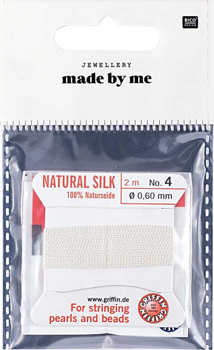 Produktbild Rico Perlenaufreihseide mit Nadel, weiss 0.60 mm, 2 m, 100 % Naturseide