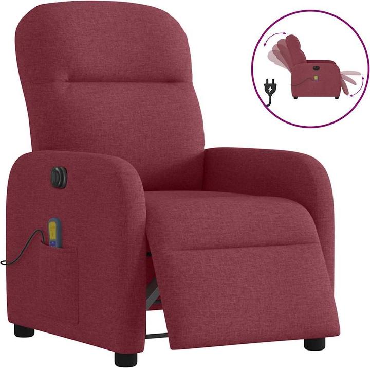 VidaXL Massagesessel Elektrisch Weinrot Stoff