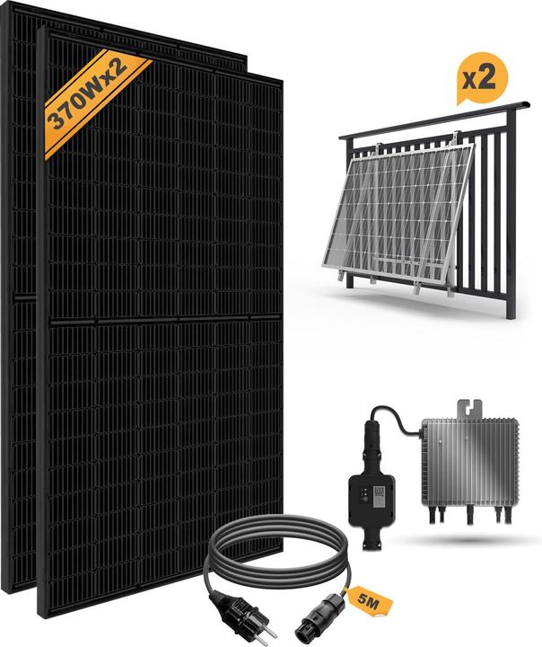 Produktbild Enjoy solar Balkonkraftwerk Set - MI600W (Halterung verstellbar) (740 W)