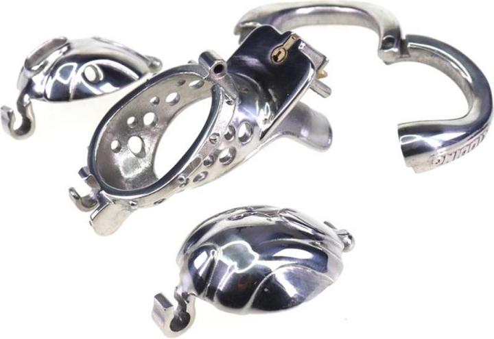 Actual product image CockLock Metal Penis Chastity Cage "Double Endy
