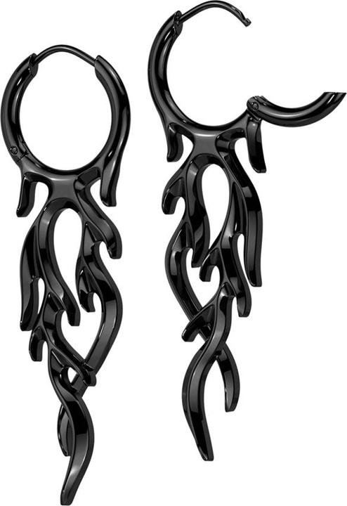 Star Piercing Ohrring zum Klappen schwarz Flamme (ohne Messing, Chirurgenstahl 316L)