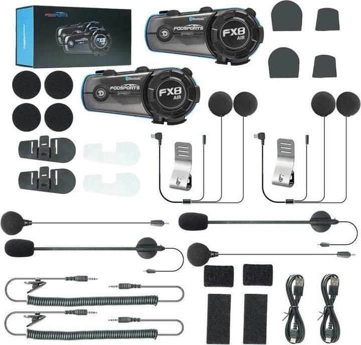 Actual product image Fodsports FX8 Air motorbike intercom two-pack (black) (Set of 2)
