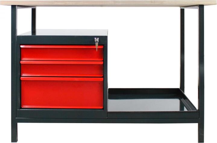Actual product image Dema Werkbank Werktisch Arbeitstisch Werkstatt Tisch "Eko 3S" mit 3 Schubladen rot (60.50 cm, 120.50 cm)