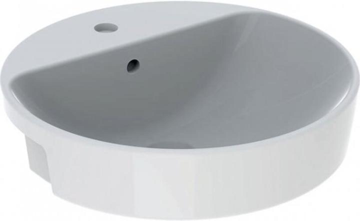 Produktbild Geberit VariForm Halbeinbauwaschtisch rund, 500mm, mit Hahnloch, mit Überlauf (590 mm, 195 mm)