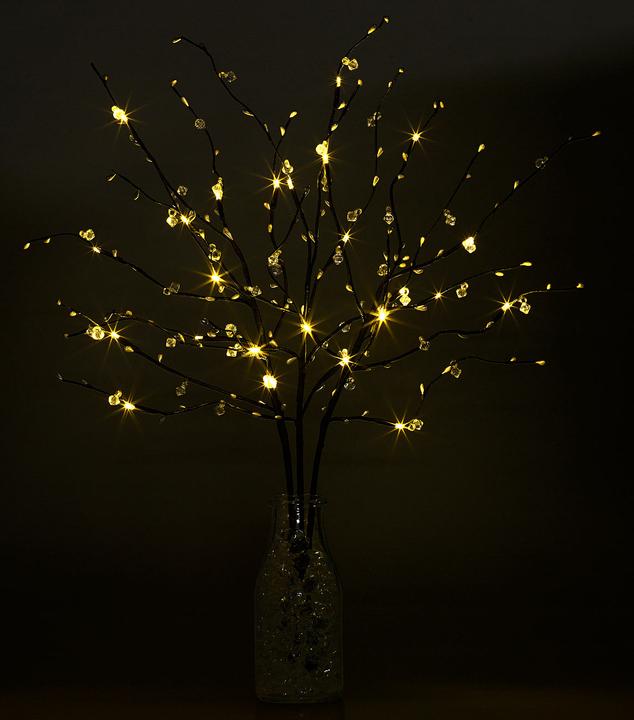 Produktbild Lunartec 3 Deko-Zweige, je 48 Kunststoff-Knospen & 8 LEDs, batteriebetr., Timer (0.60 m)