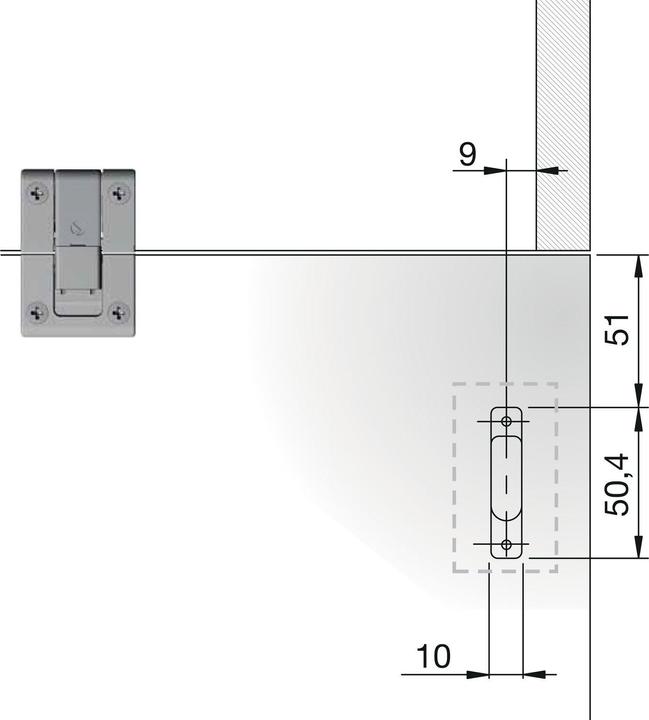 Produktbild Italiana Ferramenta Bremsklappenhalter KIARO EASY Frontbefestigung zum Einfräsen, Zink schwarz
