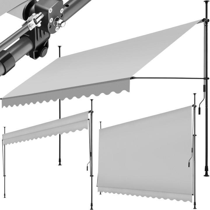 Produktbild tectake Klemmmarkise mit Handkurbel, höhenverstellbar (4 m)