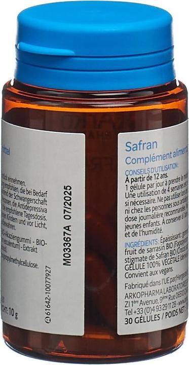 Nährwerte und Zutaten Arkopharma Arkocaps Bio Safran Kapseln (30 Stück, Kapseln, 33 g)
