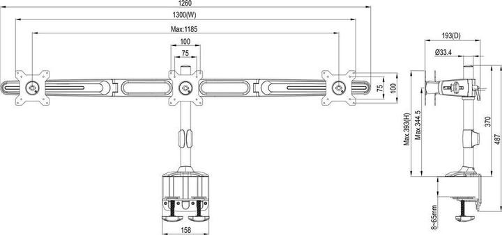 Actual product image Multibrackets Monitor holder 3-fold,up to 24" metal, black (Table, 24")