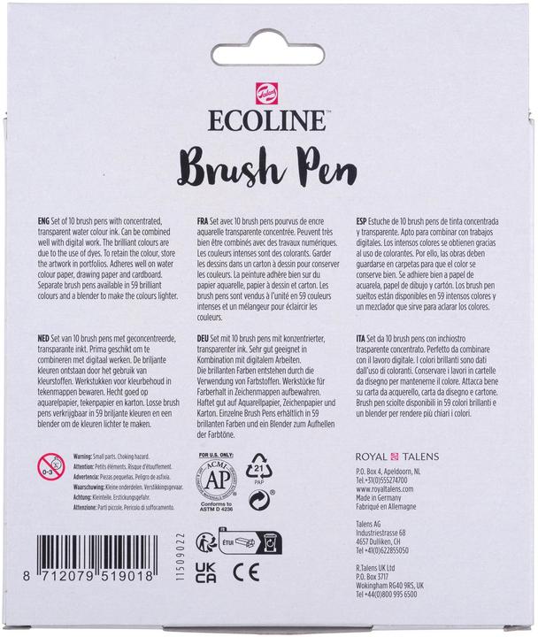 Valeurs nutritives et ingrédients Talens ECOLINE Brush Pen (Multicolore, 10 x)