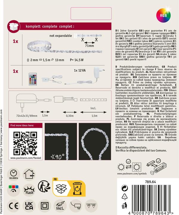 Image du produit Paulmann Flex LED (Multicolore, 150 cm, Intérieur)