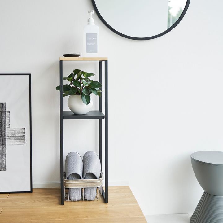 Actual product image Yamazaki 2-tier shelf with wooden top TOWER