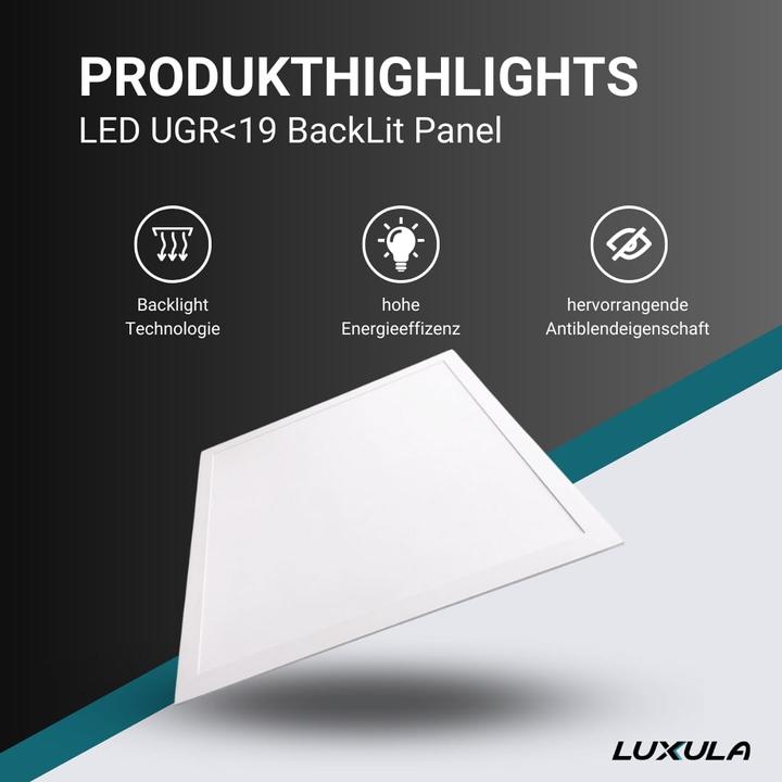 Actual product image Luxula LED BackLit panel, 62x62, anti-glare property (4400 lm)