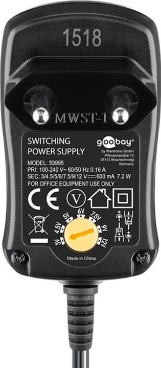 Produktbild Goobay 3 V - 12 V Universal-Netzteil 0.6 A