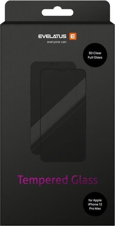 Produktbild Evelatus Apple iPhone 12 Pro Max 3D Print Full Cover Clear Tempered Glass (1 Stück, Apple iPhone 12 Pro Max)