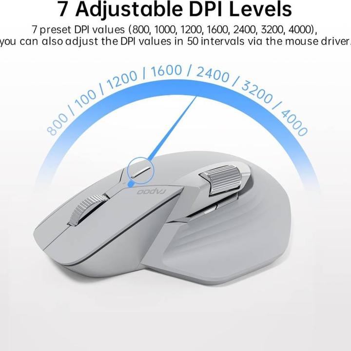 Produktbild Rapoo - MT760 - Bluetooth Maus - Kabellose Maus, Hellgrau (Kabellos)
