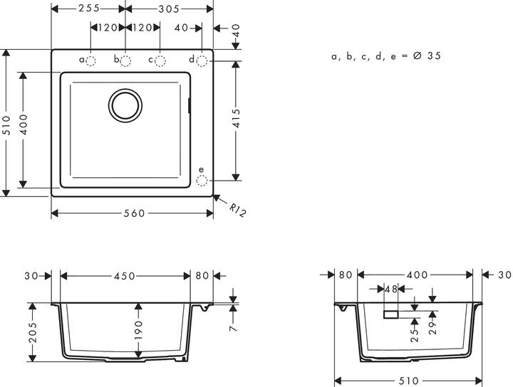 Produktbild hansgrohe HG Einbauspüle 450 S510-F450 steingrau (Einbauspüle, 51 cm, 56 cm)