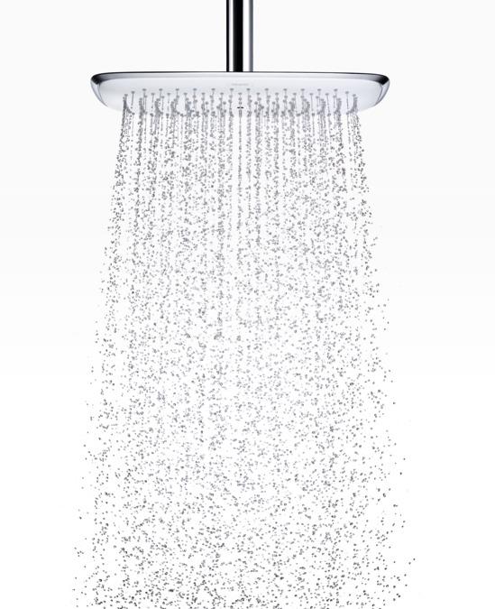 Produktbild hansgrohe HG Kopfbrause PURA VIDA 400 AIR 1jet 400mm DN 15 Deckenanschluss 100mm chrom (1 Strahlarten, 21 l/min)