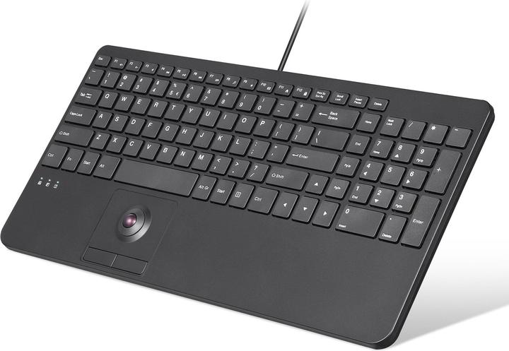 Actual product image Perixx PERIBOARD-538 H EN, wired USB keyboard with trackball - scissor keys - 2 USB hubs in (DE, Cable)