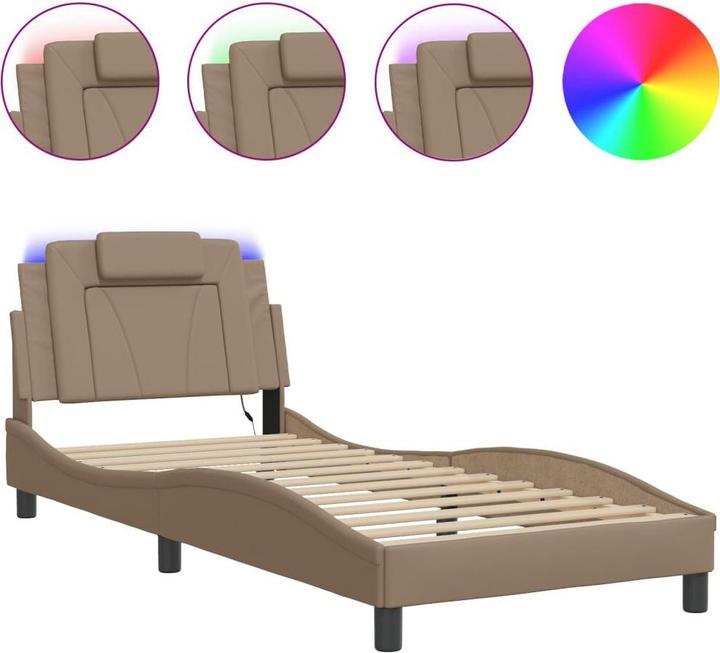 Produktbild VidaXL Bettgestell mit LED Kunstleder (90 x 200 cm)