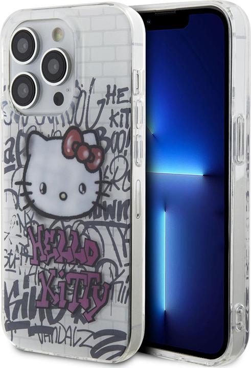 Produktbild Hello Kitty HKHCP15SHDGPHT iPhone 15 6.1" biały/white hardcase IML Kitty On Bricks Graffiti (Apple iPhone 15, Apple iPhone 14, Apple iPhone 13)