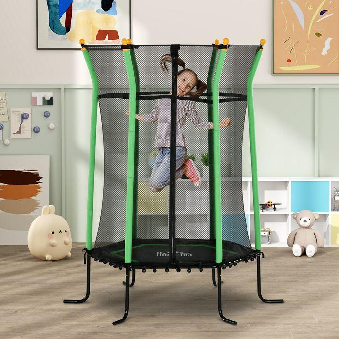 Produktbild Swisshandel24 Kinder Trampolin Ø163,5 cm, Indoor Trampolin, Kindertrampolin bis 50 kg Grün (163.50 cm)