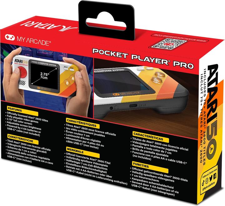 Produktbild Sombo My Arcade DGUNL-7015 Atari Pocket Player Pro Handheld Portable Gaming System 100 Games