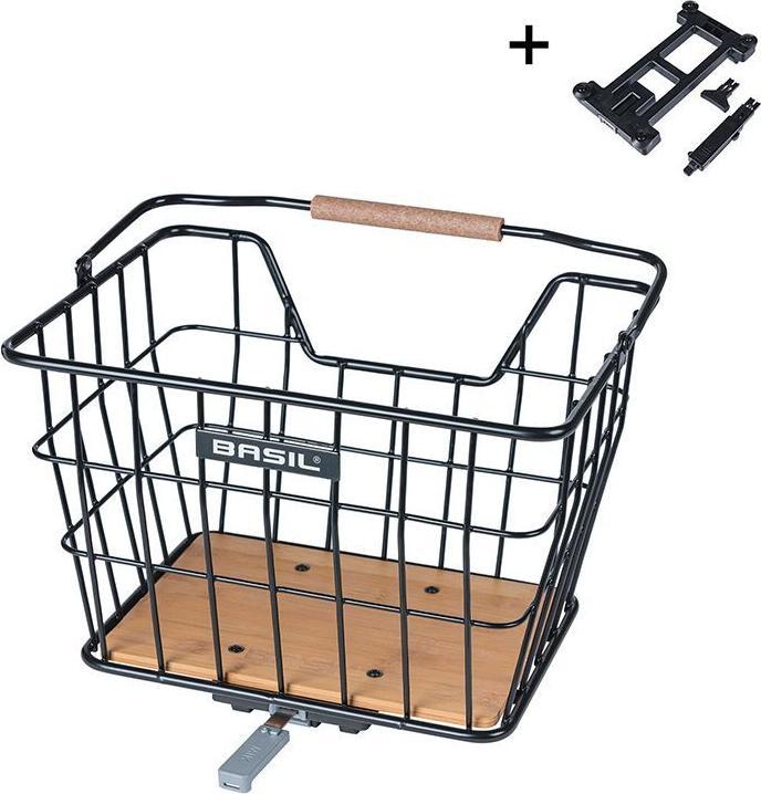 Actual product image Basil NORDLAND MIK 2.0 carrier basket, coarse mesh, black, bamboo base (23 l)