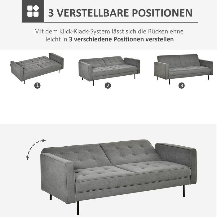 Produktbild Swisshandel24 Schlafsofa 3-Sitzer Schlafcouch Stoffsofa Sofa mit Schlaffunktion Bettsofa mit verstellbarem Winkel (Bettsofa)