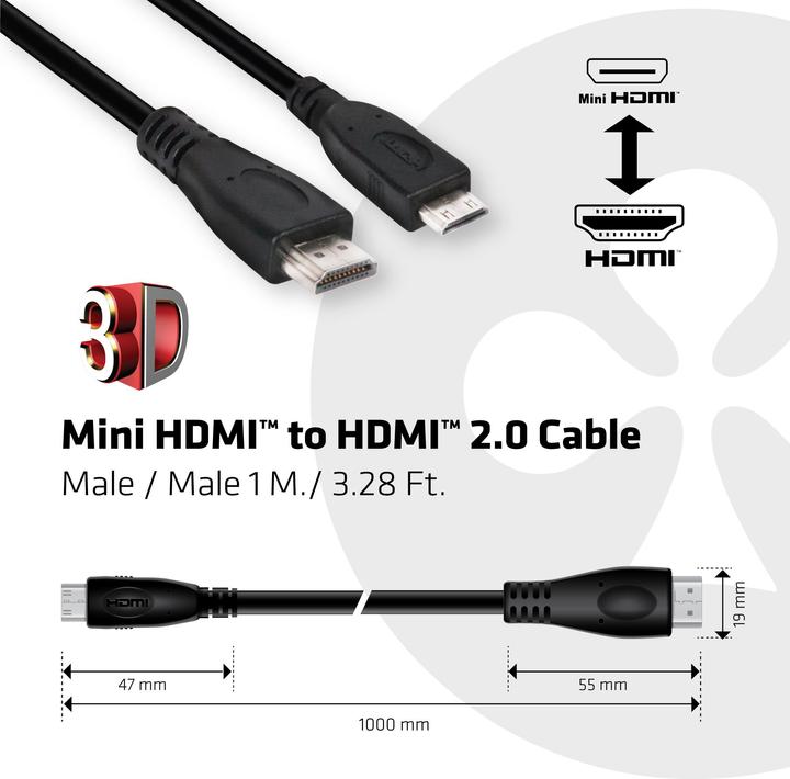 Actual product image Club 3D HDMI (Typ A) — mini HDMI (Typ C) (1 m, HDMI)