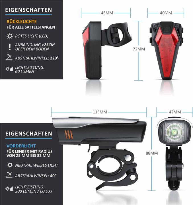 Produktbild Aplic LED Fahrradlampen Set (300 lm)