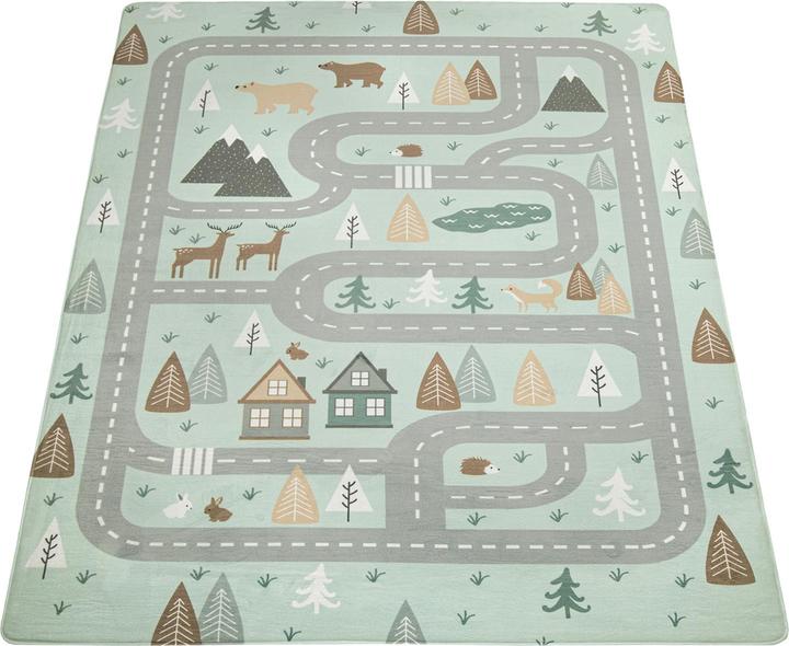 Produktbild Paco Home Teppich Mädchen Jungs Strasse Türkis (120 x 160 cm)
