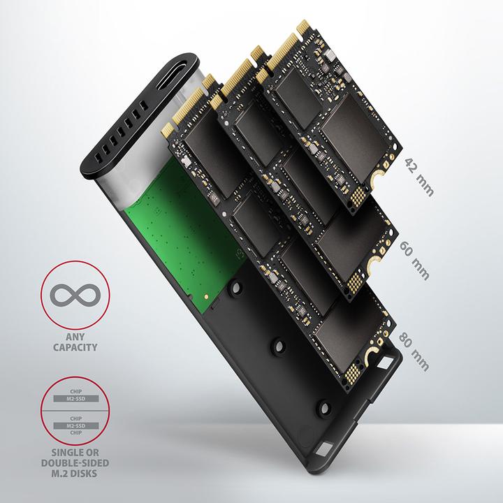 Immagine prodotto Axagon EEM2-SBC custodia esterna per SSD M.2 USB-C 3.2 Gen 2 (M.2 2280)