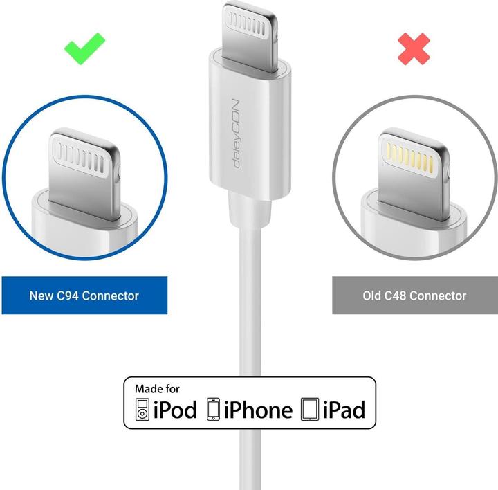 Image du produit deleyCON Câble audio Apple Lightning - jack 3,5 mm 1 m (1 m)