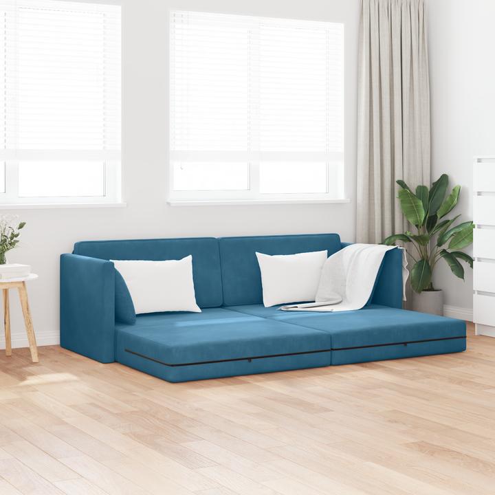 Produktbild VidaXL Boden-Sofa-Bett 2-in-1 Blau 213x144x60 cm Samt