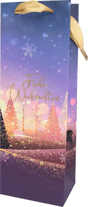 Produktbild Idena Flaschentasche Weihnachten lila 12x9x36cm (Geschenktüte)