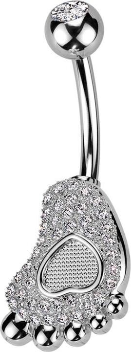 Star Piercing Banane silber mit Kugel silber Kristall silber und Babyfuss Kristalle silber (Chirurgenstahl 316L, Messing)