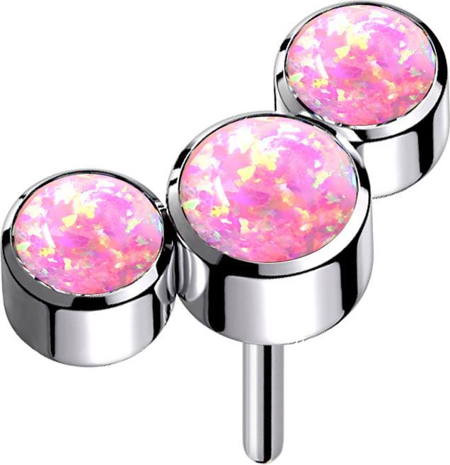 Immagine prodotto Star Piercing Threadless argento tre opali rosa (Titanio G23, senza ottone)