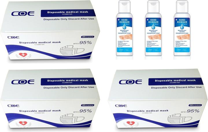 COE Hygienemaske (3x 50Stk.) Mibelle Händedesinfektion (3x 100ml)
